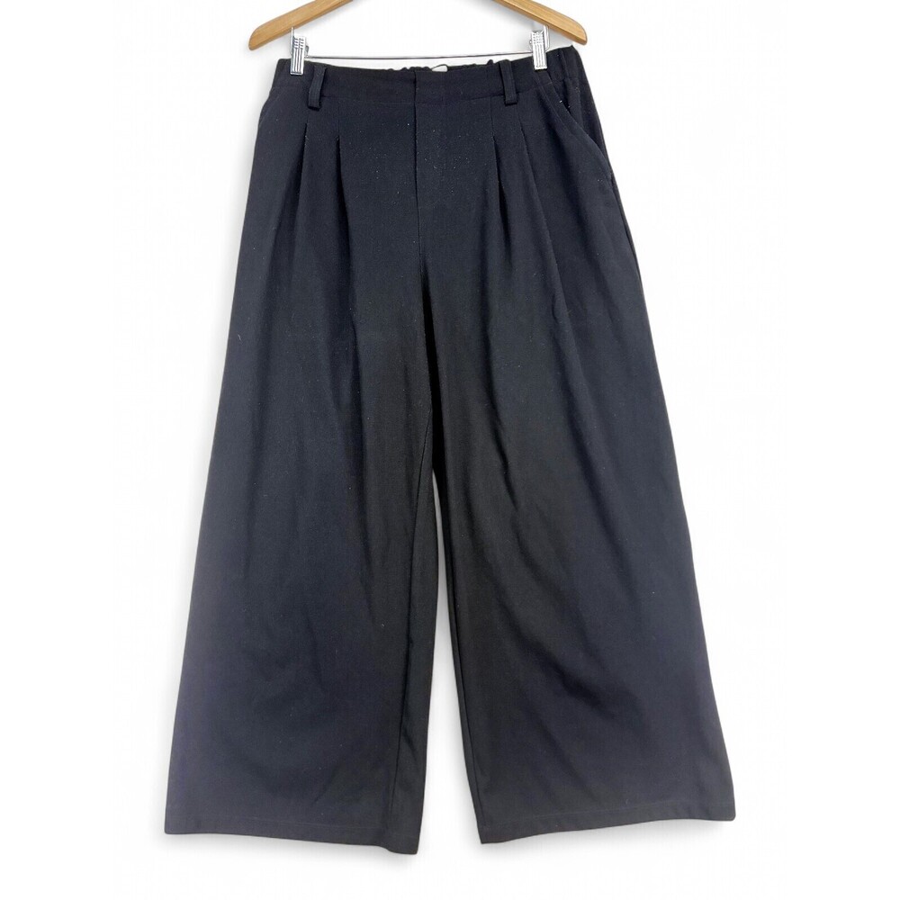 Halara Wide Leg Pleated Pants Black Size L